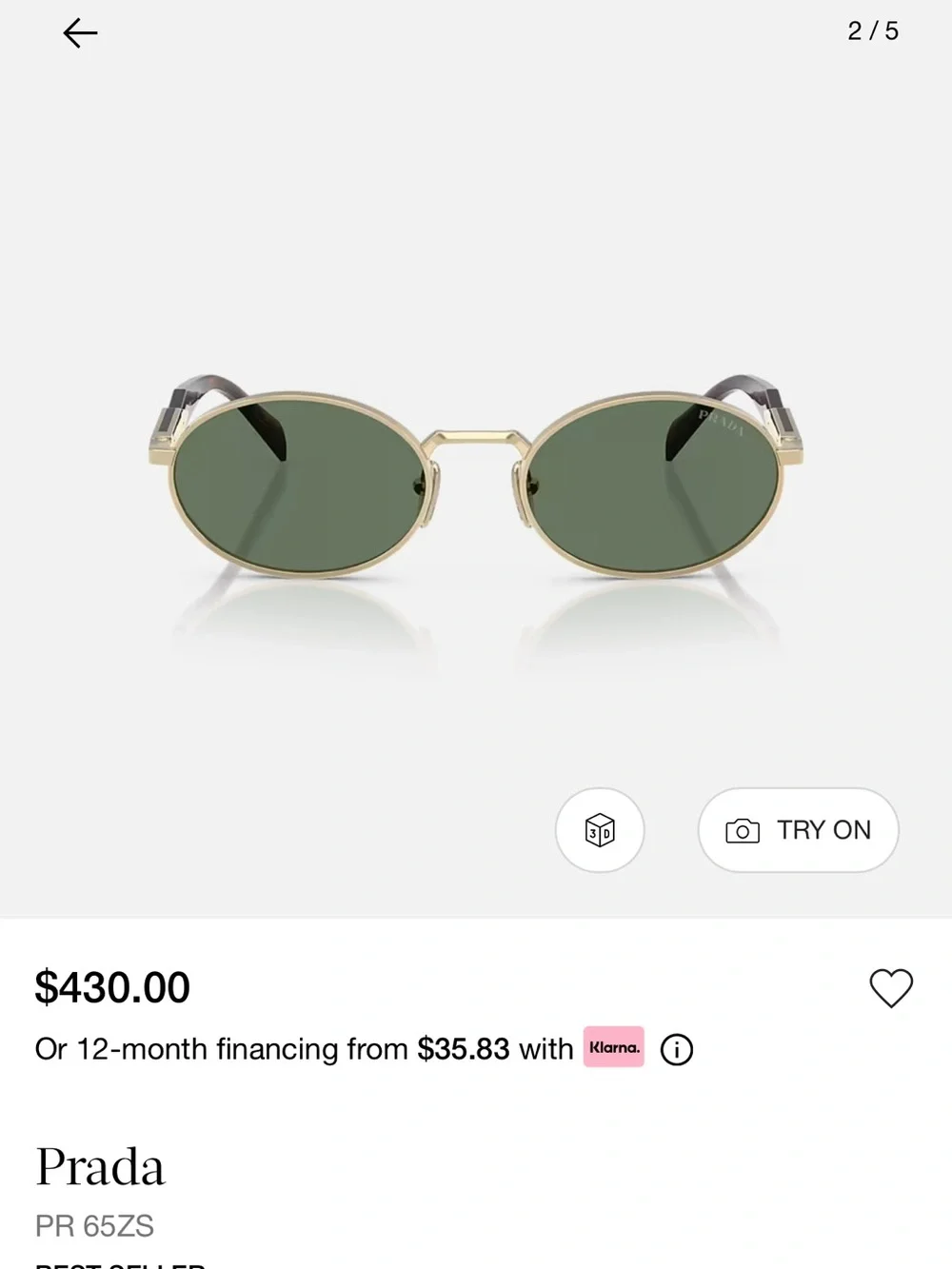 Prada Gold Frame Sunglasses with Green Lenses